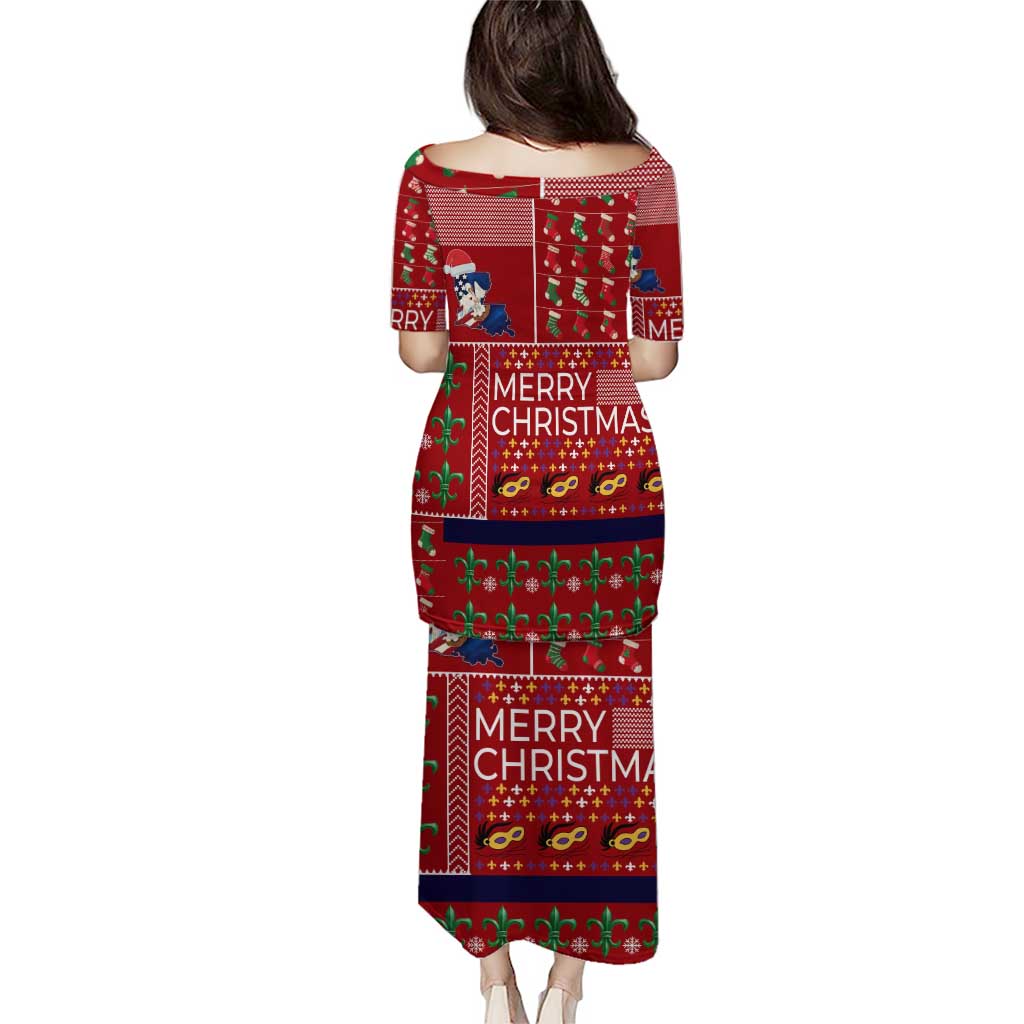 Louisiana Merry Christmas Puletasi Xmas Holiday Patterns - Wonder Print Shop