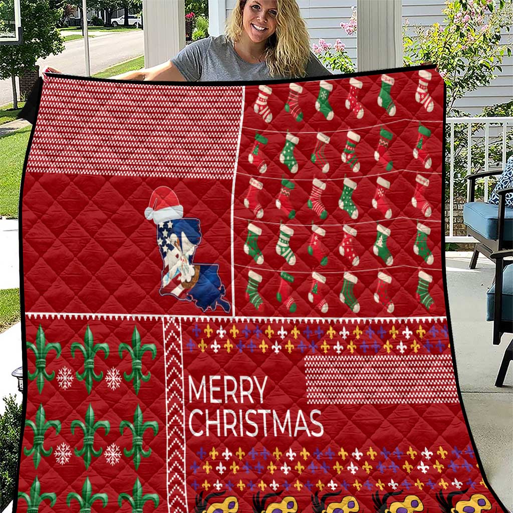 Louisiana Merry Christmas Quilt Xmas Holiday Patterns - Wonder Print Shop
