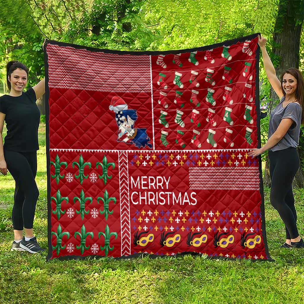Louisiana Merry Christmas Quilt Xmas Holiday Patterns - Wonder Print Shop