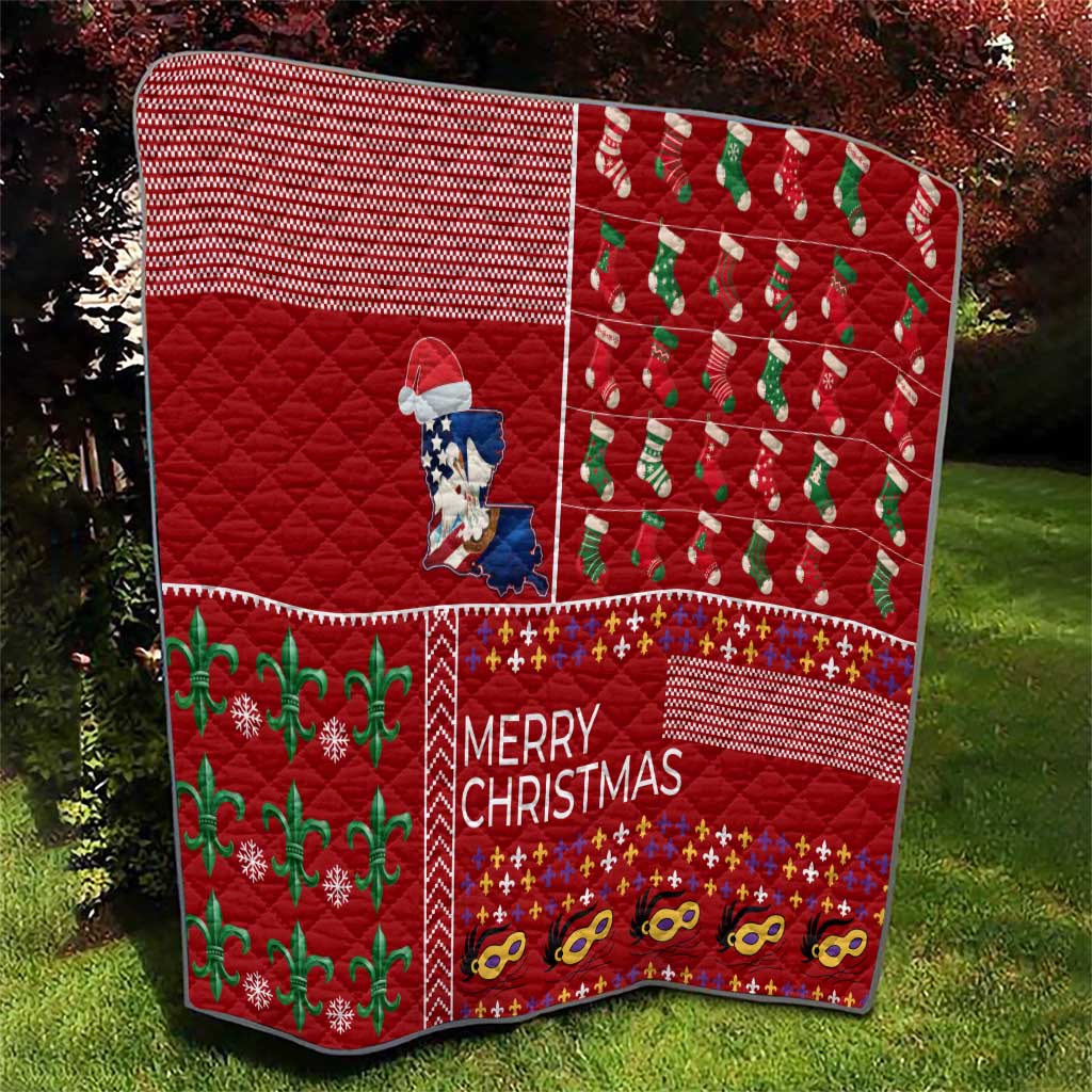 Louisiana Merry Christmas Quilt Xmas Holiday Patterns - Wonder Print Shop