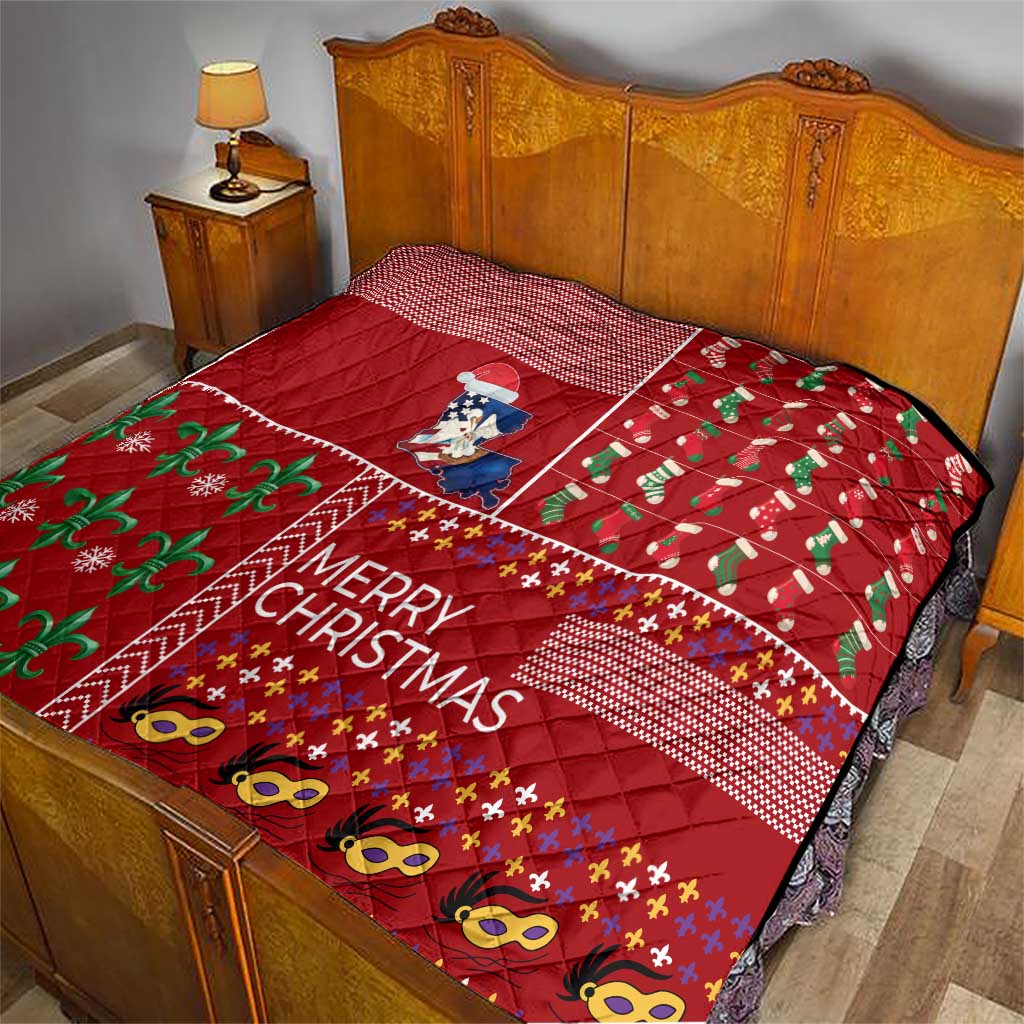 Louisiana Merry Christmas Quilt Xmas Holiday Patterns - Wonder Print Shop