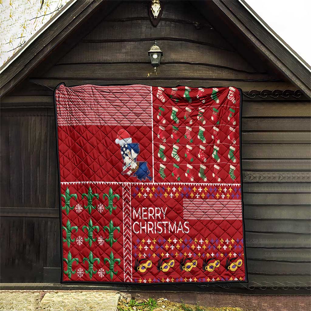 Louisiana Merry Christmas Quilt Xmas Holiday Patterns - Wonder Print Shop