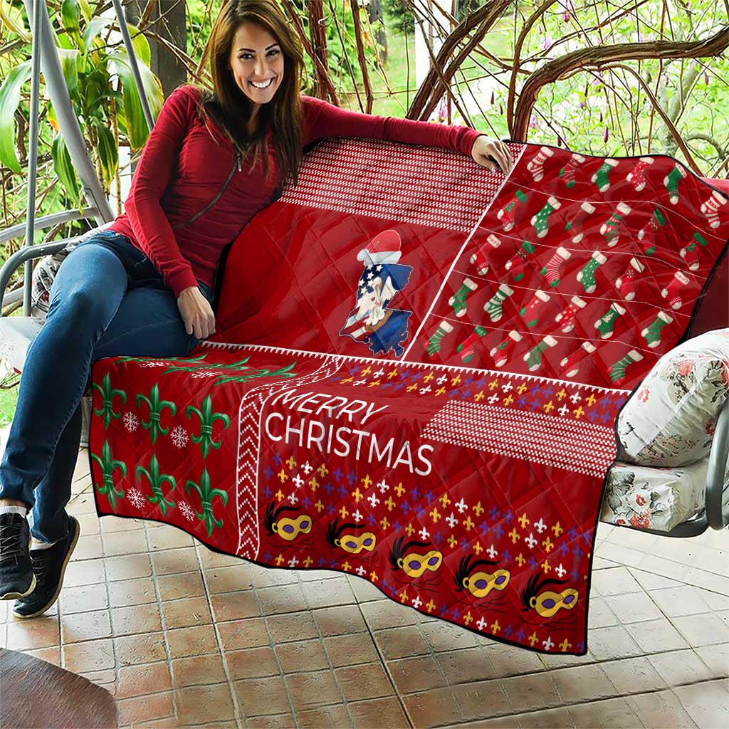 Louisiana Merry Christmas Quilt Xmas Holiday Patterns - Wonder Print Shop
