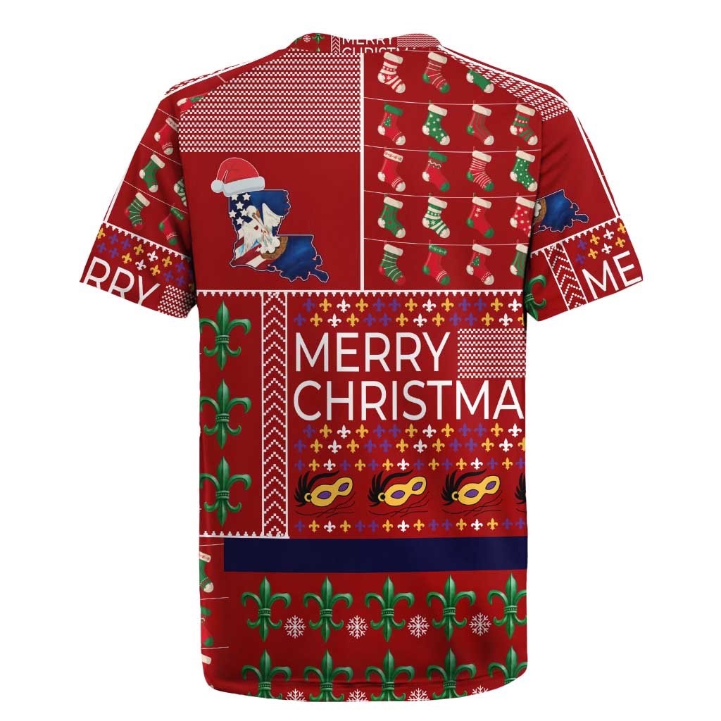Louisiana Merry Christmas Rugby Jersey Xmas Holiday Patterns - Wonder Print Shop
