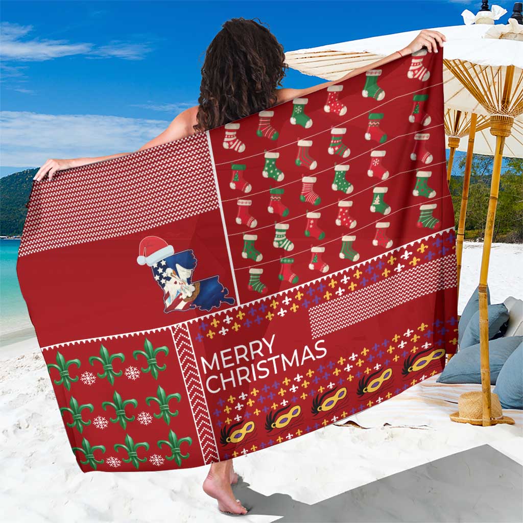 Louisiana Merry Christmas Sarong Xmas Holiday Patterns - Wonder Print Shop