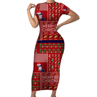 Louisiana Merry Christmas Short Sleeve Bodycon Dress Xmas Holiday Patterns - Wonder Print Shop