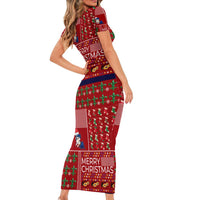 Louisiana Merry Christmas Short Sleeve Bodycon Dress Xmas Holiday Patterns - Wonder Print Shop