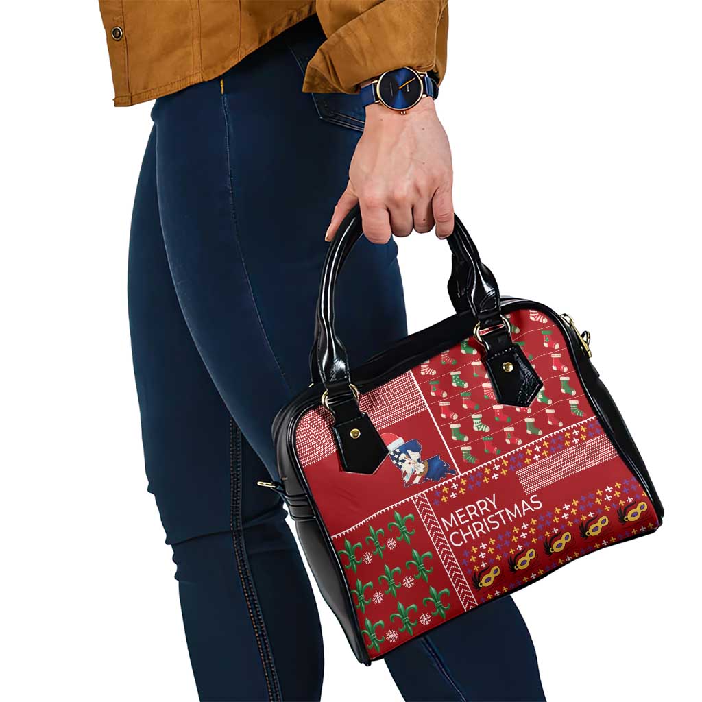 Louisiana Merry Christmas Shoulder Handbag Xmas Holiday Patterns - Wonder Print Shop