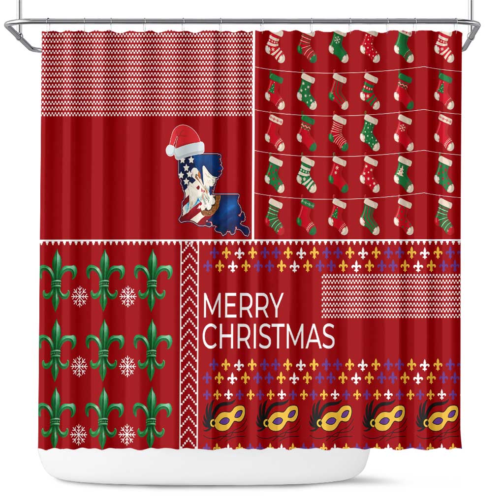 Louisiana Merry Christmas Shower Curtain Xmas Holiday Patterns - Wonder Print Shop