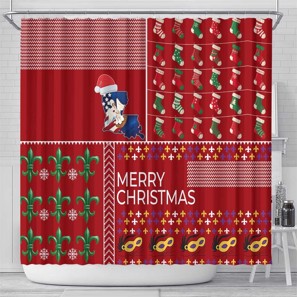 Louisiana Merry Christmas Shower Curtain Xmas Holiday Patterns - Wonder Print Shop