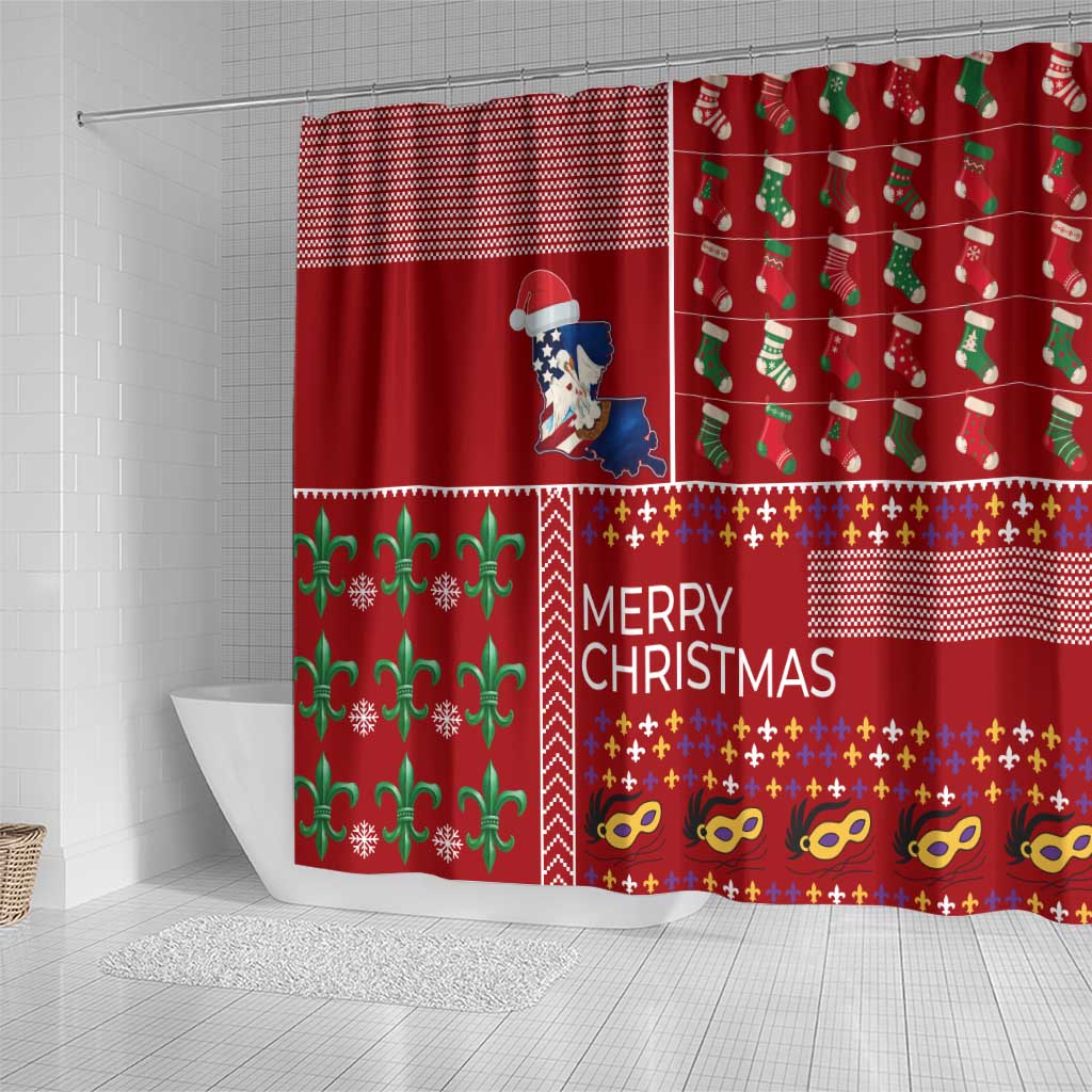 Louisiana Merry Christmas Shower Curtain Xmas Holiday Patterns - Wonder Print Shop
