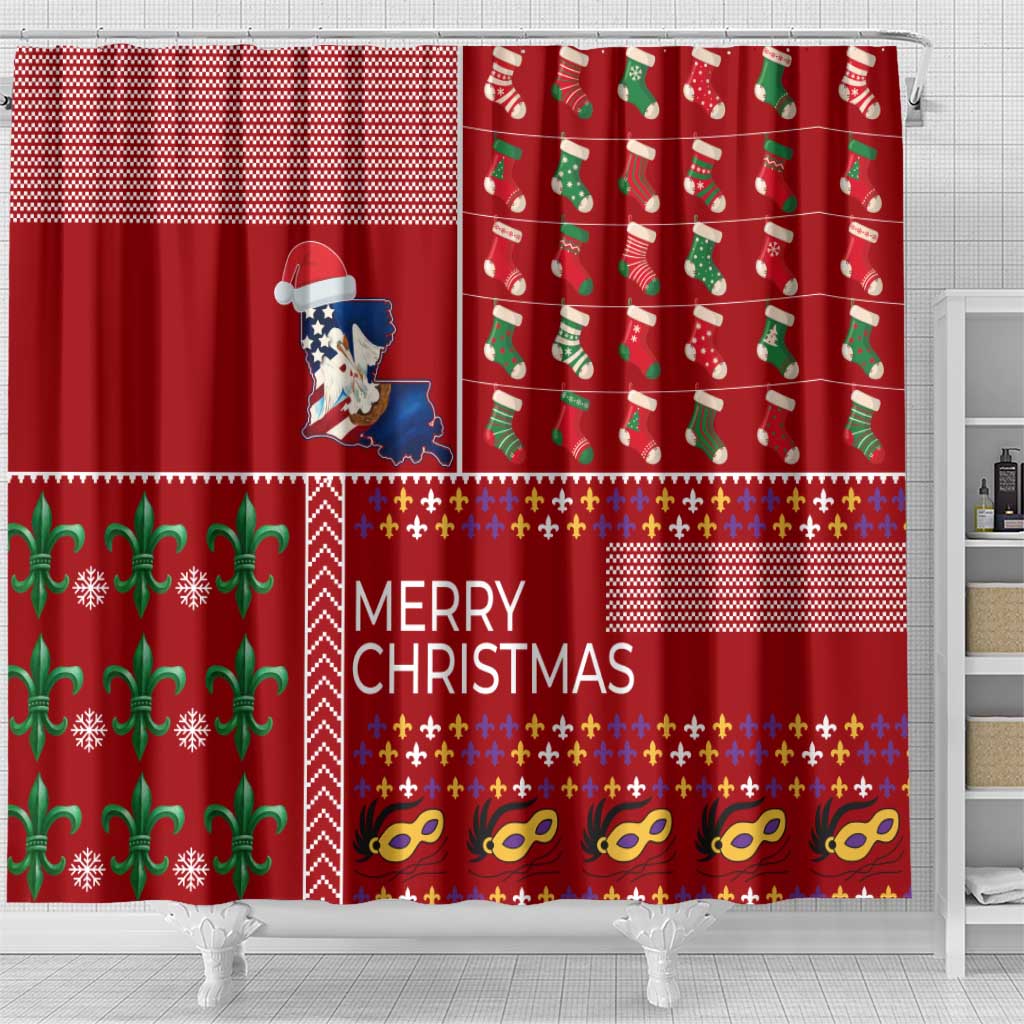 Louisiana Merry Christmas Shower Curtain Xmas Holiday Patterns - Wonder Print Shop