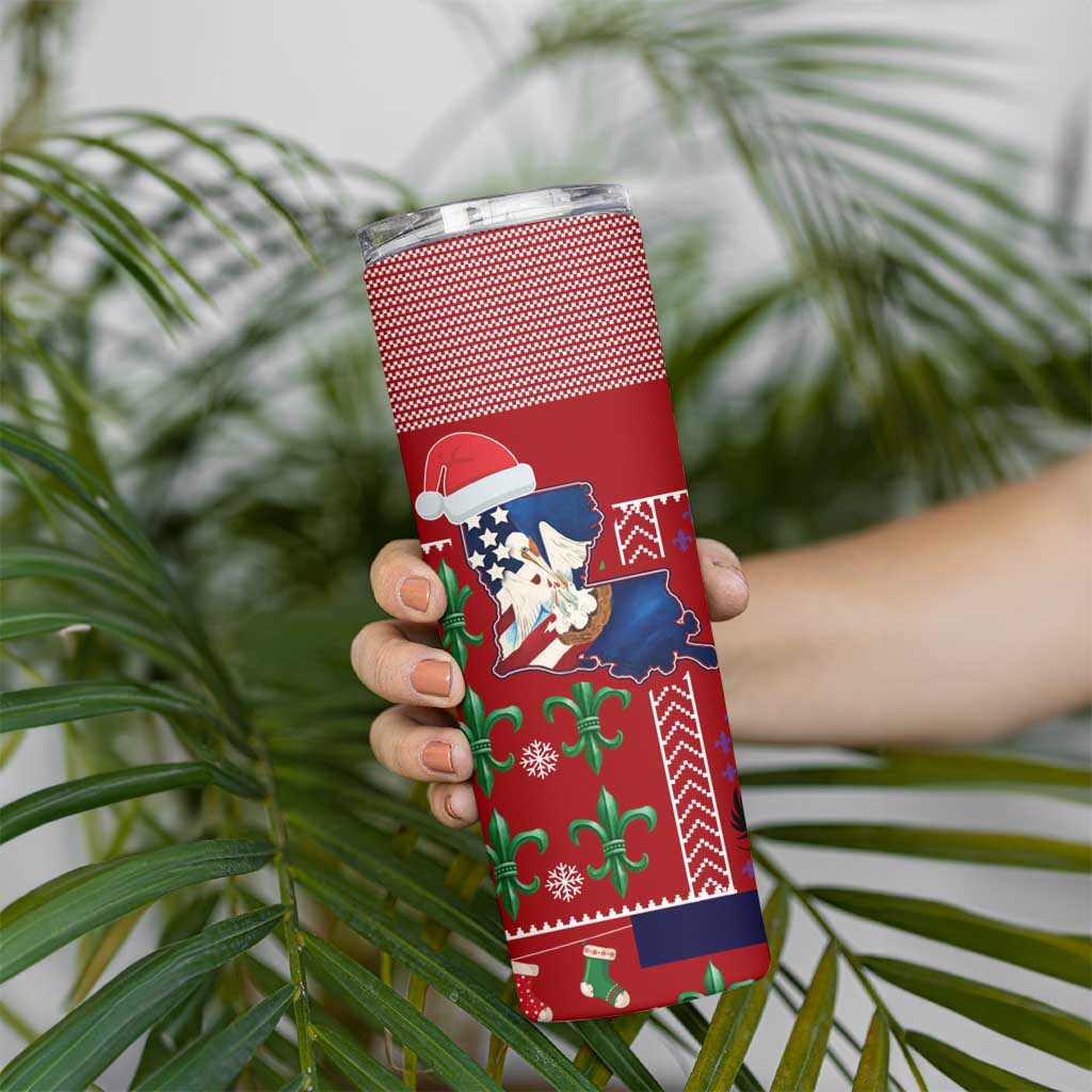 Louisiana Merry Christmas Skinny Tumbler Xmas Holiday Patterns - Wonder Print Shop