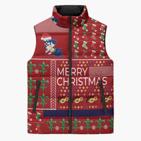 Louisiana Merry Christmas Sleeveless Puffer Jacket Xmas Holiday Patterns - Wonder Print Shop