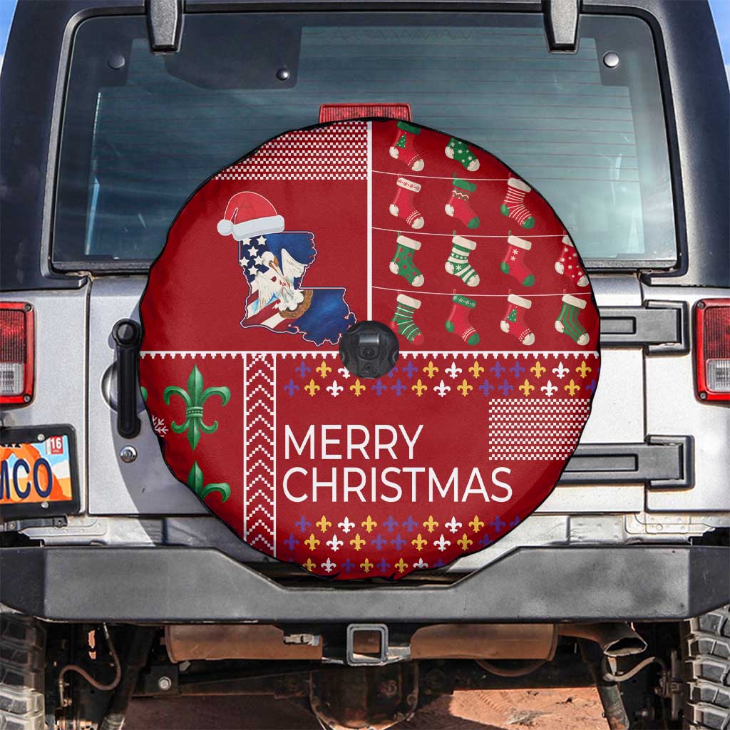 Louisiana Merry Christmas Spare Tire Cover Xmas Holiday Patterns - Wonder Print Shop