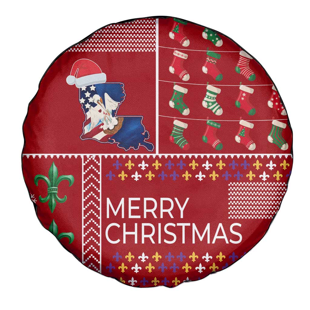 Louisiana Merry Christmas Spare Tire Cover Xmas Holiday Patterns - Wonder Print Shop