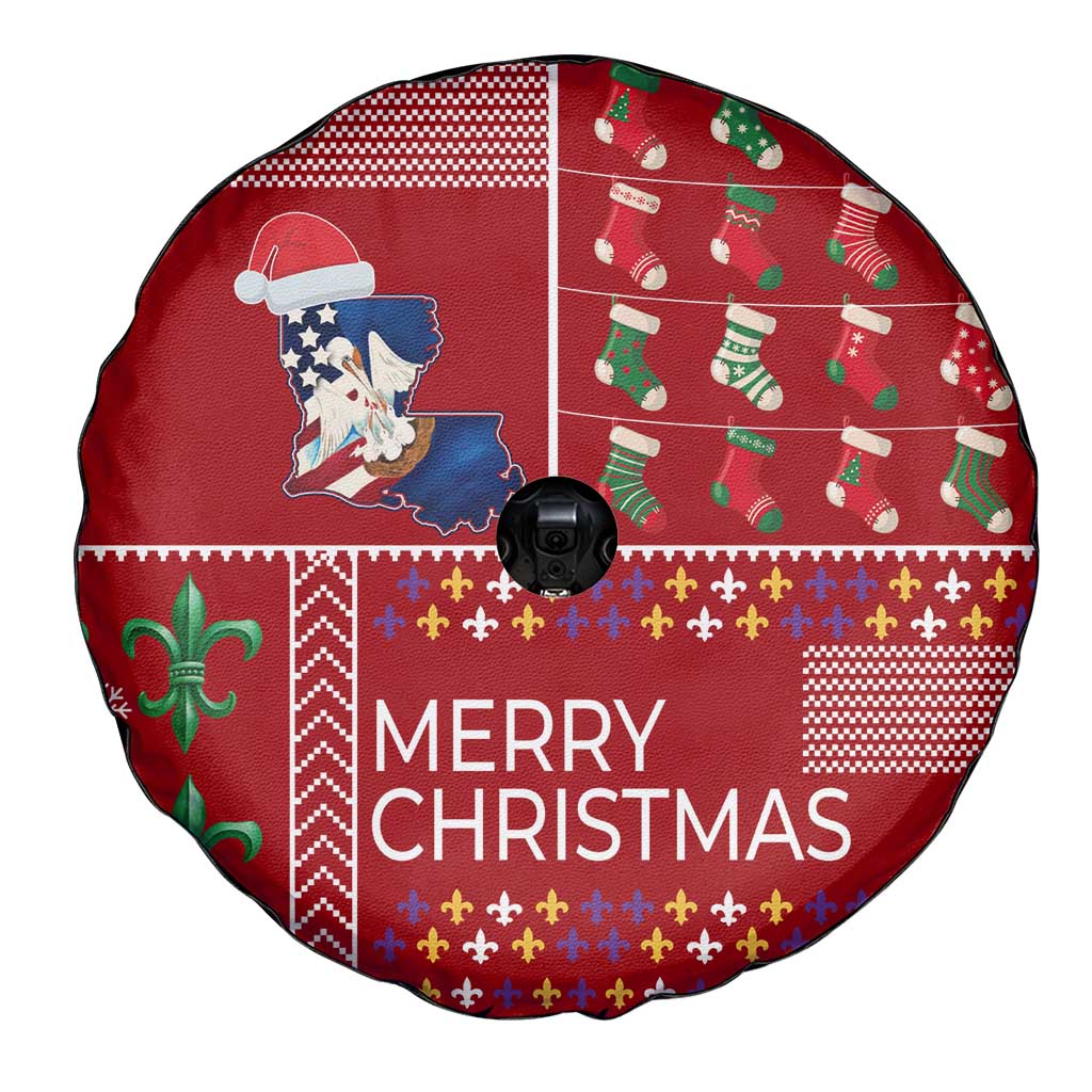 Louisiana Merry Christmas Spare Tire Cover Xmas Holiday Patterns - Wonder Print Shop