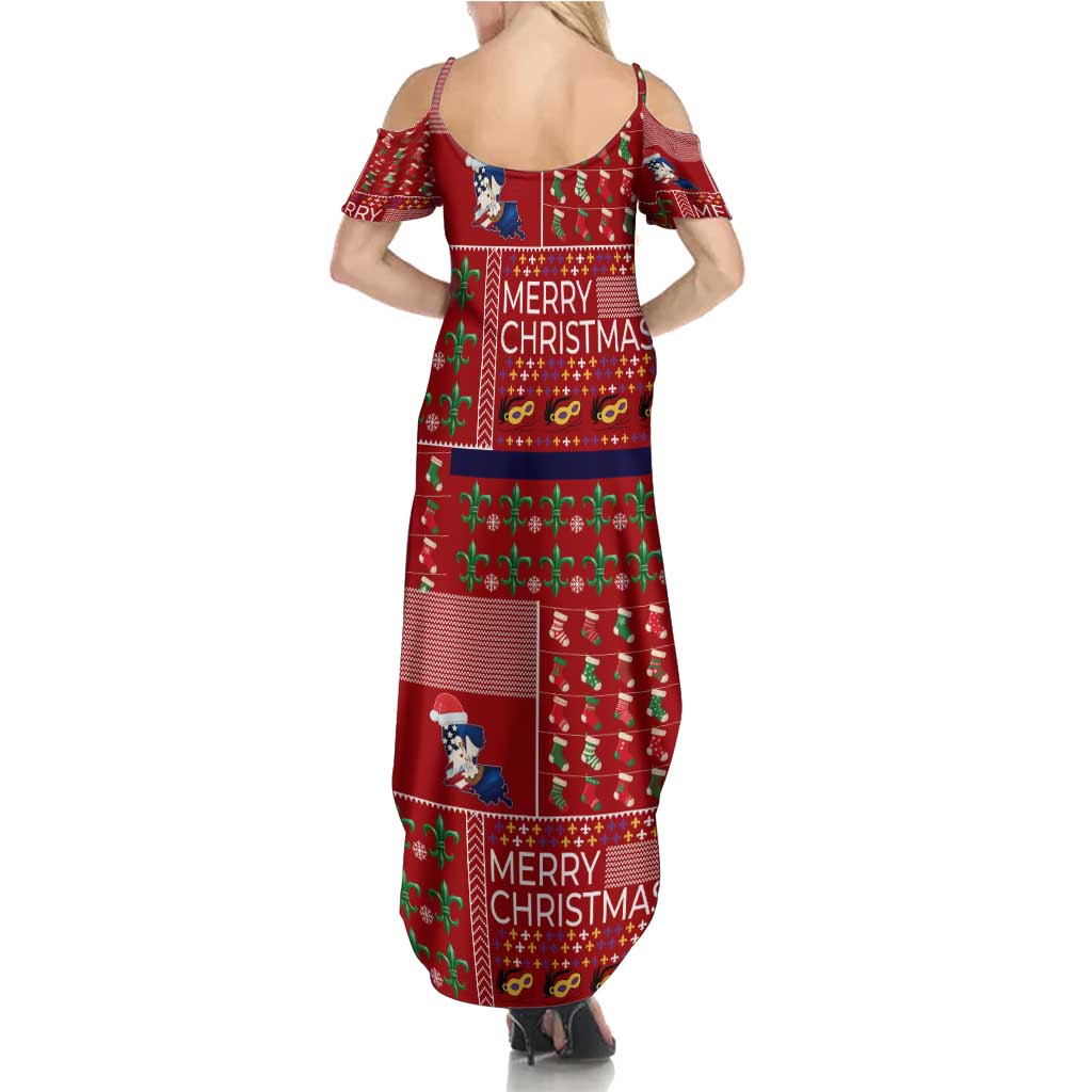 Louisiana Merry Christmas Summer Maxi Dress Xmas Holiday Patterns - Wonder Print Shop