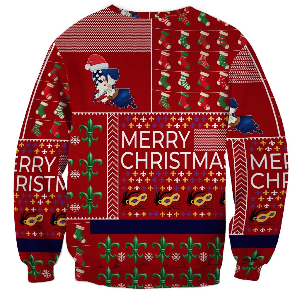 Louisiana Merry Christmas Sweatshirt Xmas Holiday Patterns - Wonder Print Shop