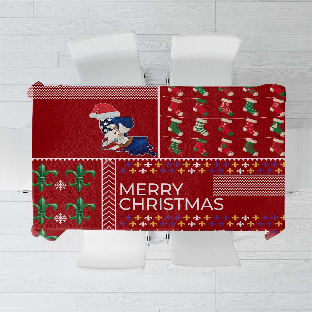 Louisiana Merry Christmas Tablecloth Xmas Holiday Patterns - Wonder Print Shop