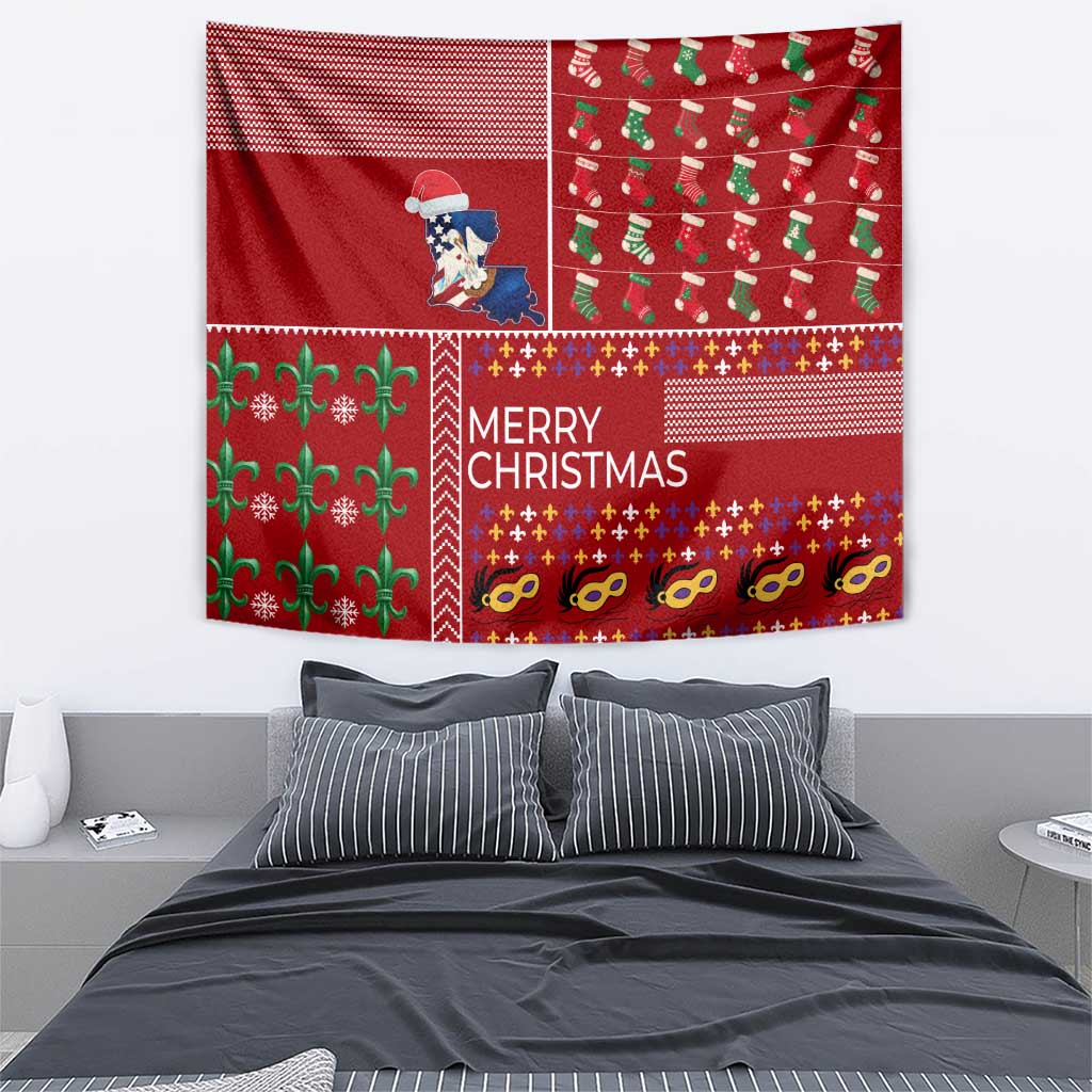 Louisiana Merry Christmas Tapestry Xmas Holiday Patterns - Wonder Print Shop