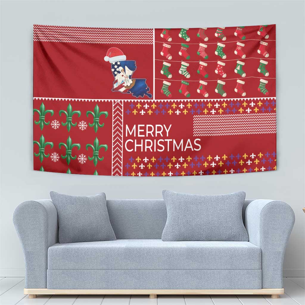 Louisiana Merry Christmas Tapestry Xmas Holiday Patterns - Wonder Print Shop