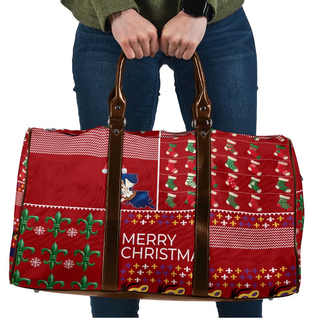 Louisiana Merry Christmas Travel Bag Xmas Holiday Patterns - Wonder Print Shop
