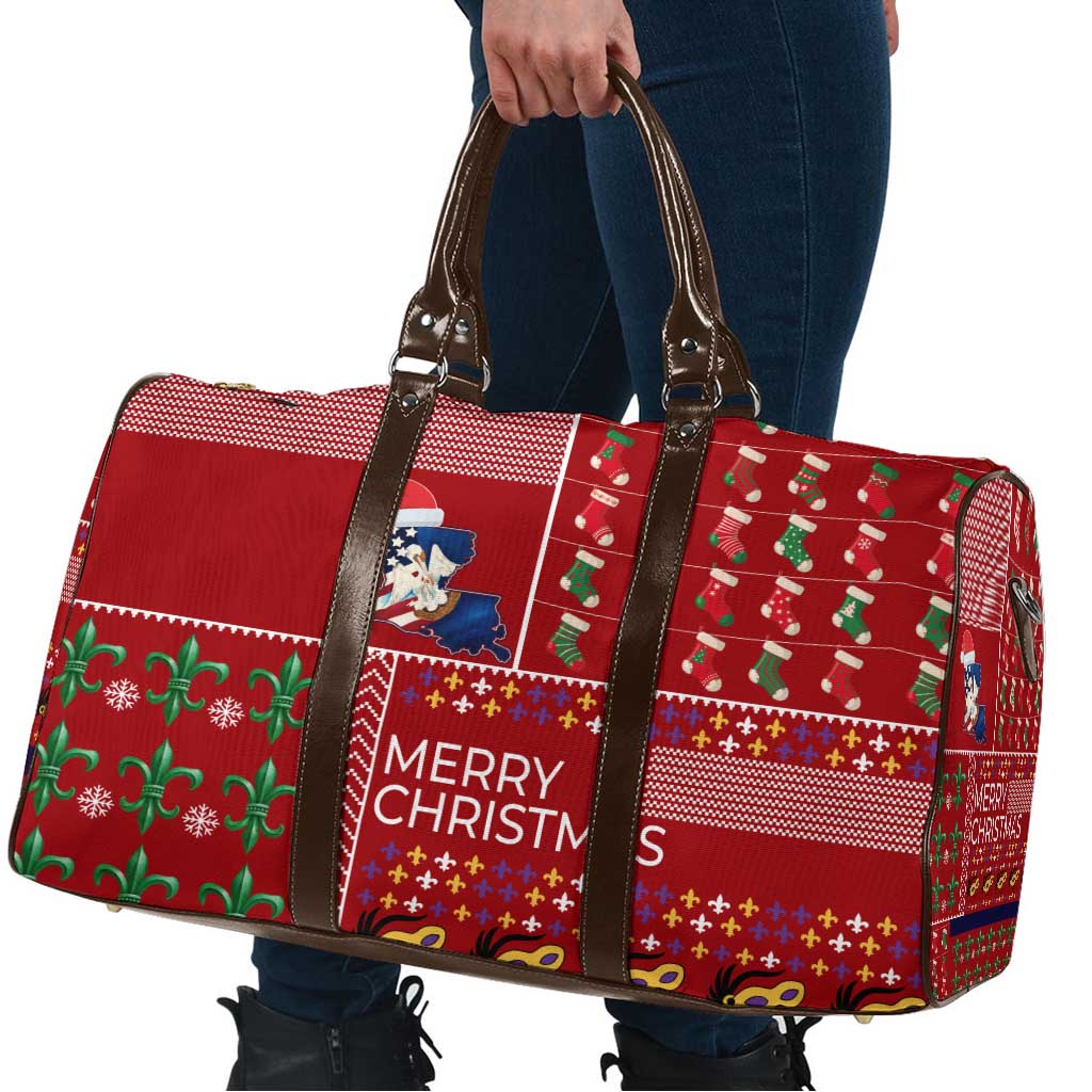 Louisiana Merry Christmas Travel Bag Xmas Holiday Patterns - Wonder Print Shop