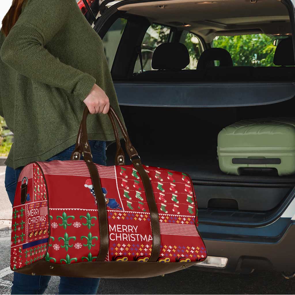 Louisiana Merry Christmas Travel Bag Xmas Holiday Patterns - Wonder Print Shop