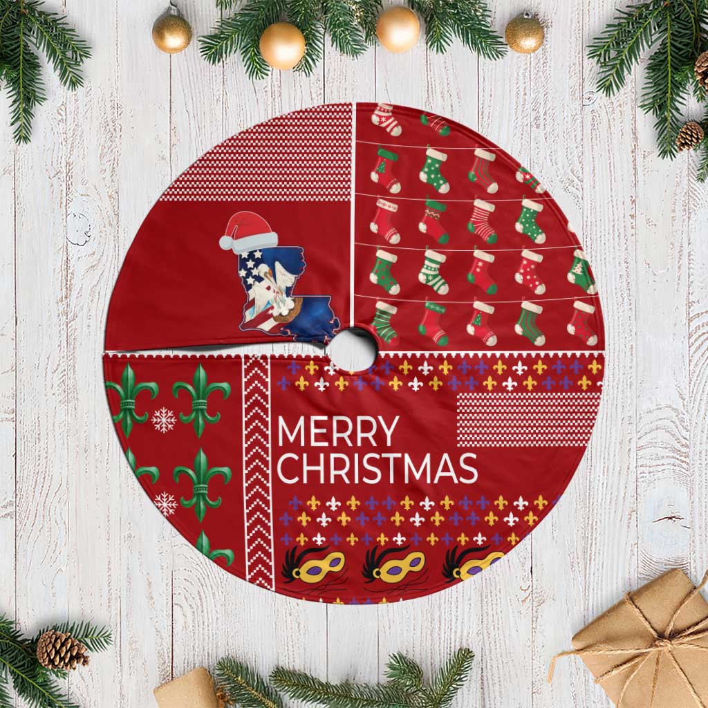 Louisiana Merry Christmas Tree Skirt Xmas Holiday Patterns - Wonder Print Shop