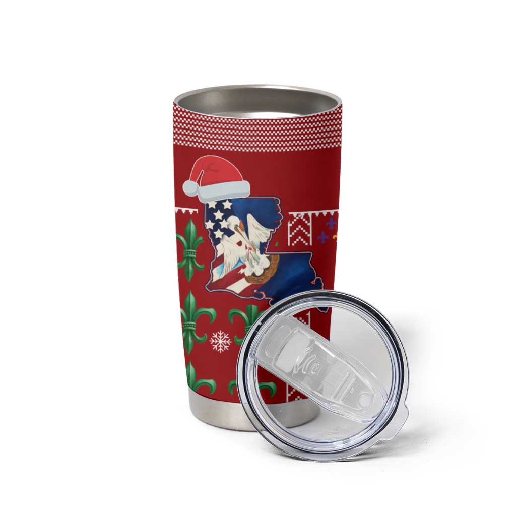Louisiana Merry Christmas Tumbler Cup Xmas Holiday Patterns - Wonder Print Shop