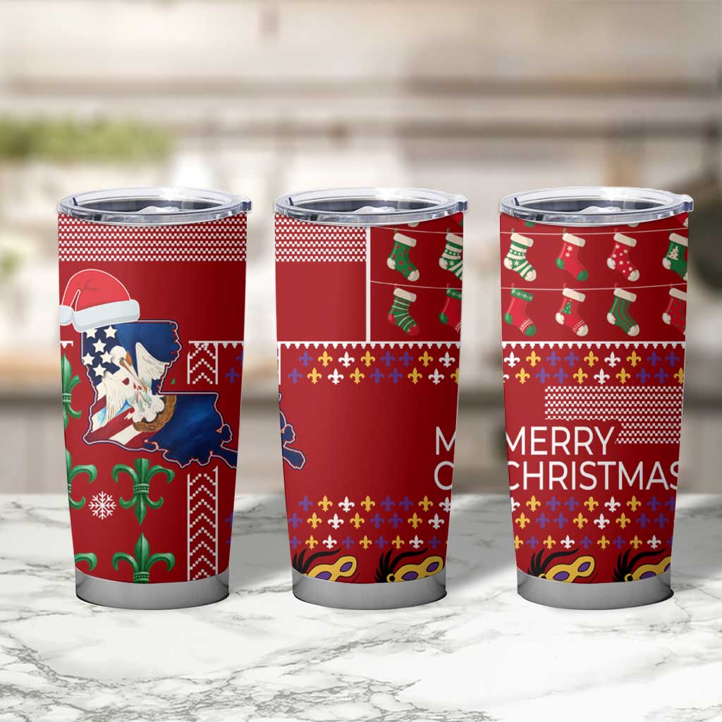 Louisiana Merry Christmas Tumbler Cup Xmas Holiday Patterns - Wonder Print Shop