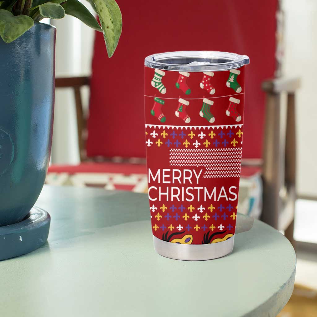 Louisiana Merry Christmas Tumbler Cup Xmas Holiday Patterns - Wonder Print Shop