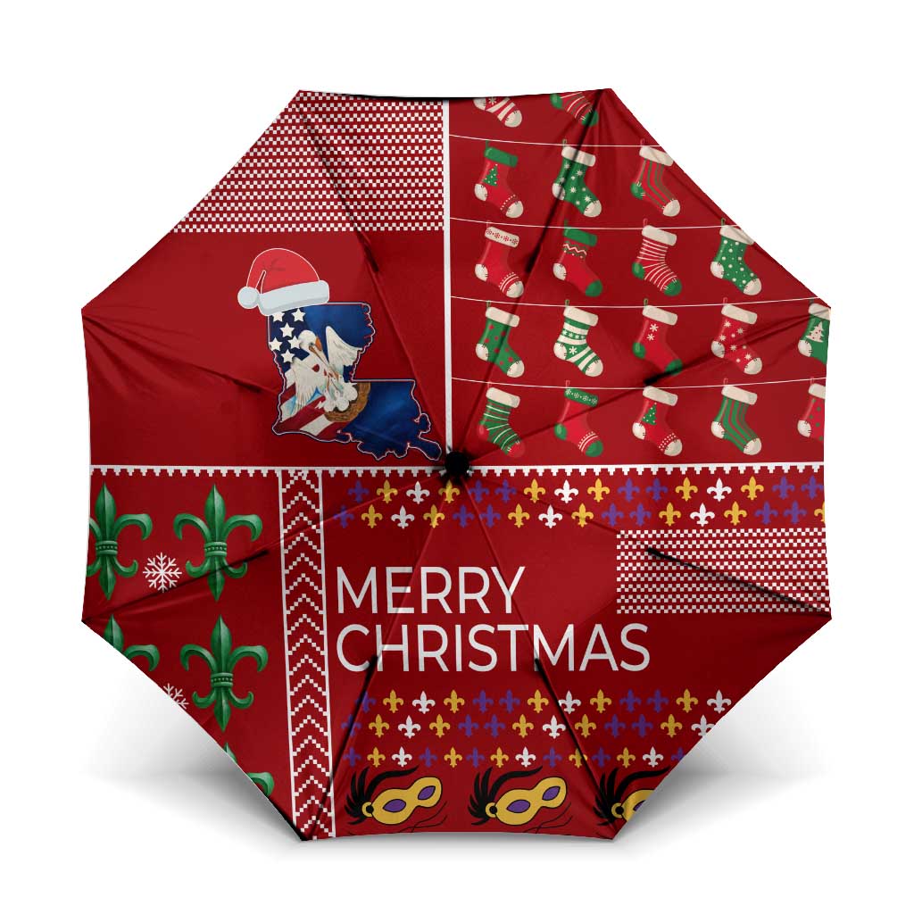 Louisiana Merry Christmas Umbrella Xmas Holiday Patterns - Wonder Print Shop