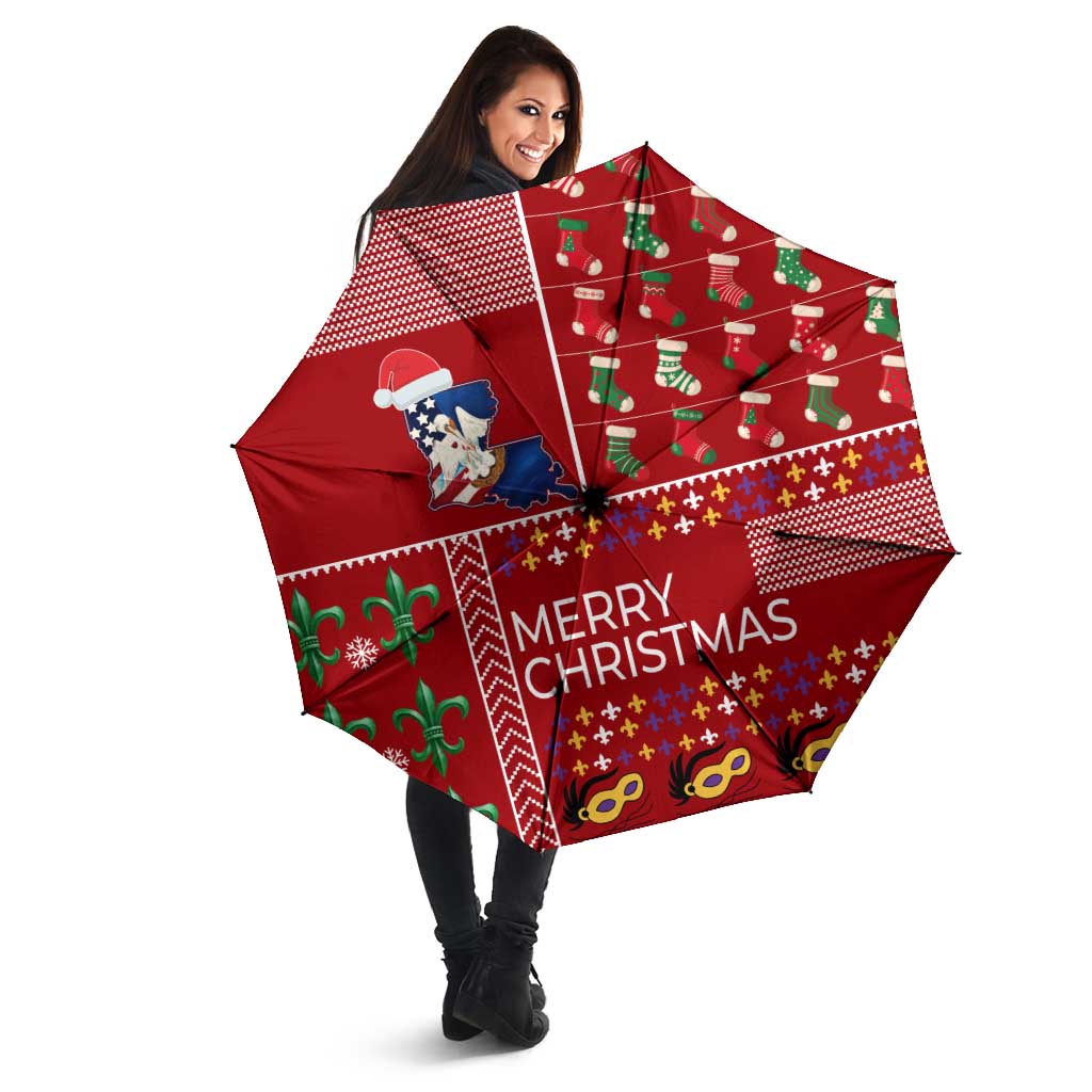 Louisiana Merry Christmas Umbrella Xmas Holiday Patterns - Wonder Print Shop