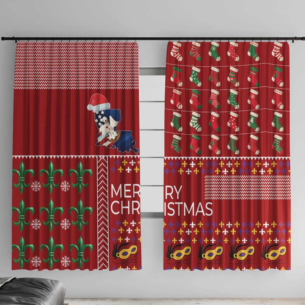 Louisiana Merry Christmas Window Curtain Xmas Holiday Patterns - Wonder Print Shop