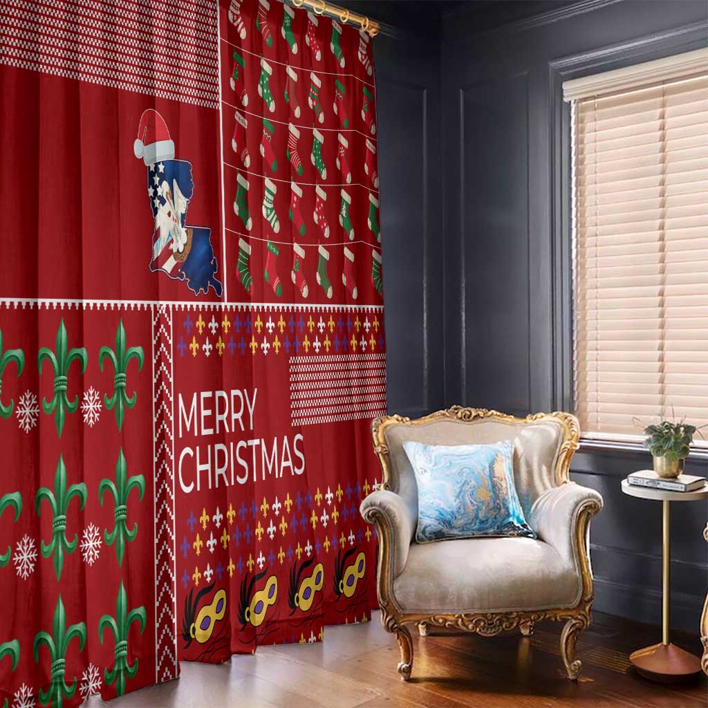 Louisiana Merry Christmas Window Curtain Xmas Holiday Patterns - Wonder Print Shop