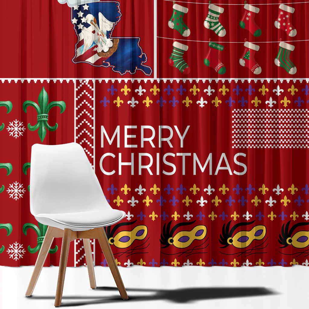 Louisiana Merry Christmas Window Curtain Xmas Holiday Patterns - Wonder Print Shop