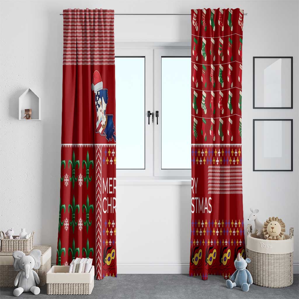 Louisiana Merry Christmas Window Curtain Xmas Holiday Patterns - Wonder Print Shop