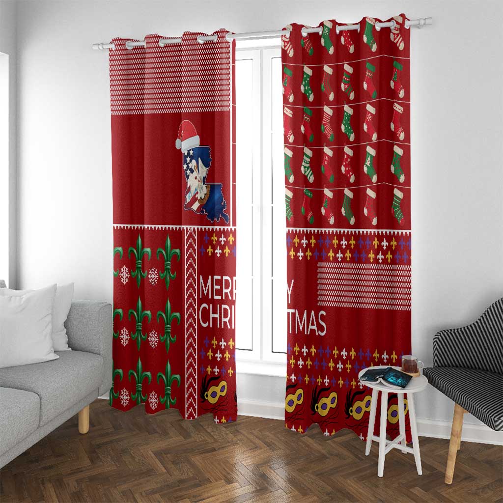 Louisiana Merry Christmas Window Curtain Xmas Holiday Patterns - Wonder Print Shop