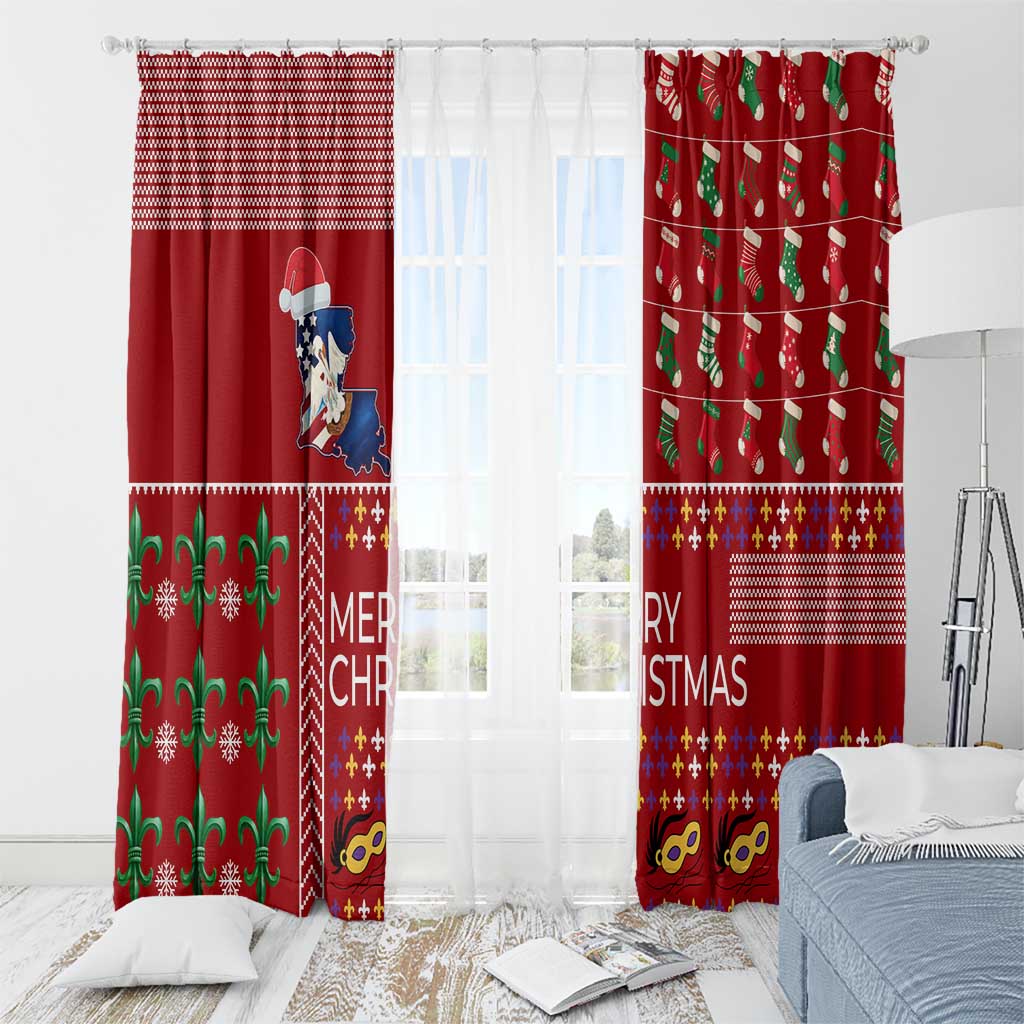 Louisiana Merry Christmas Window Curtain Xmas Holiday Patterns - Wonder Print Shop