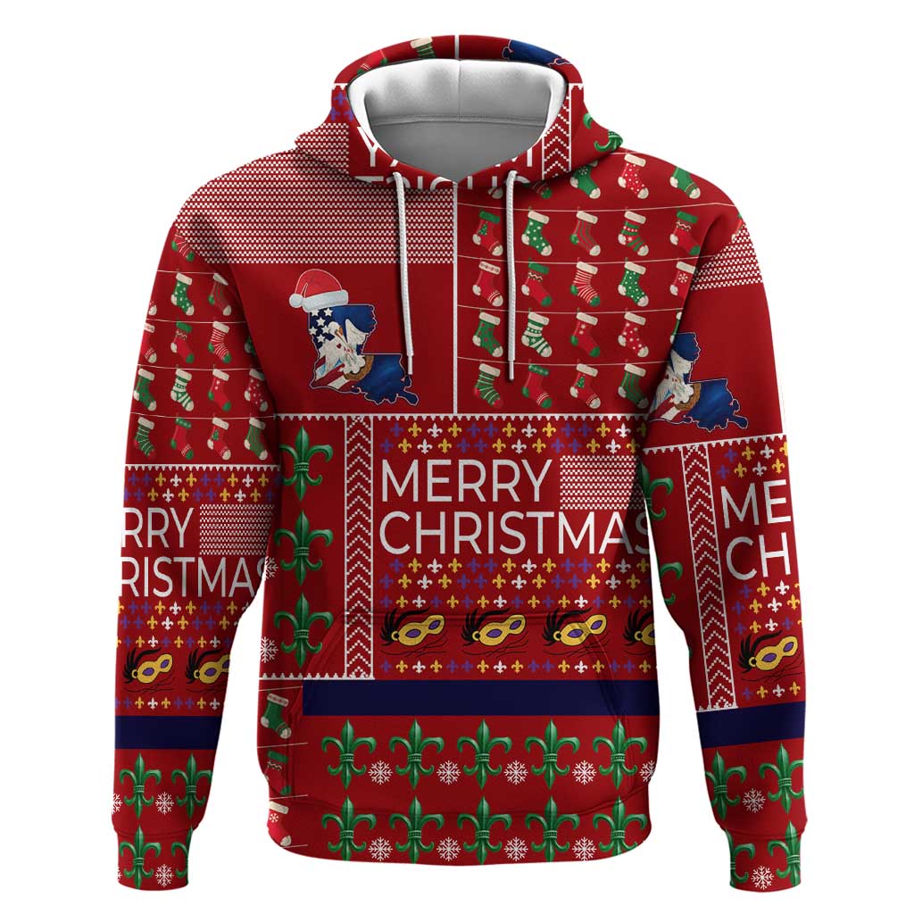 Louisiana Merry Christmas Zip Hoodie Xmas Holiday Patterns - Wonder Print Shop
