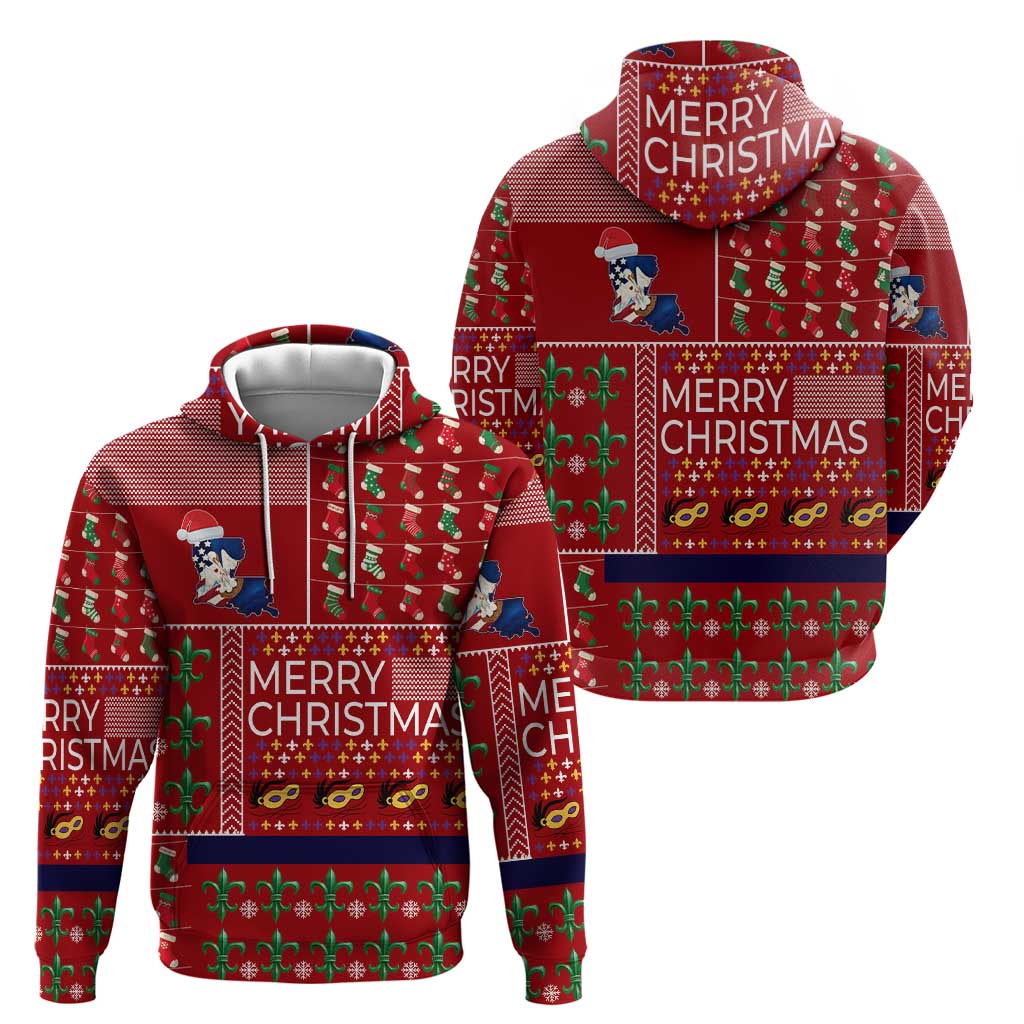 Louisiana Merry Christmas Zip Hoodie Xmas Holiday Patterns - Wonder Print Shop