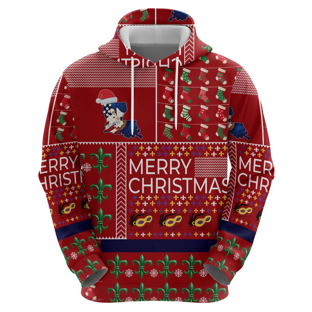 Louisiana Merry Christmas Zip Hoodie Xmas Holiday Patterns - Wonder Print Shop