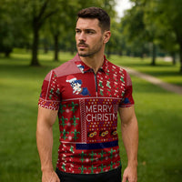 Louisiana Merry Christmas Zipper Polo Shirt Xmas Holiday Patterns - Wonder Print Shop