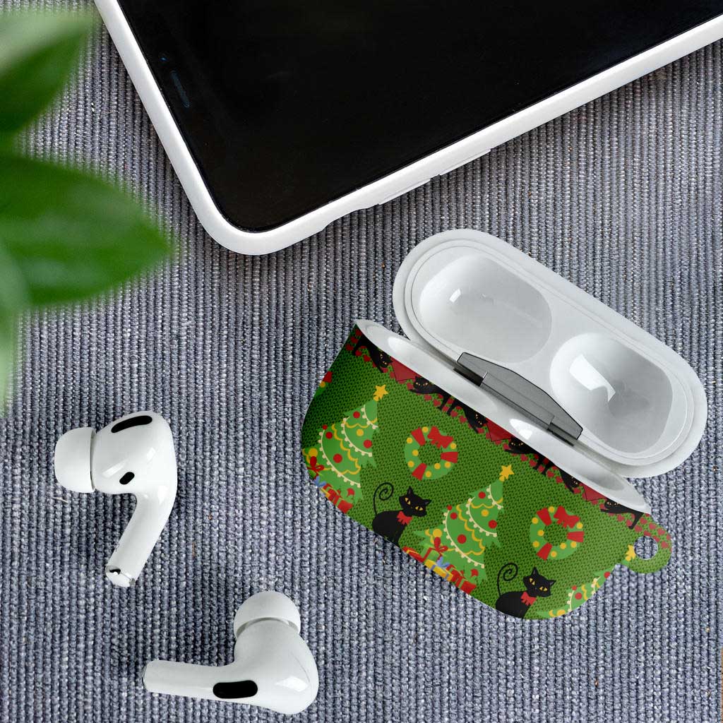 Love Black Cat Christmas AirPods Case Xmas Holiday Patterns - Wonder Print Shop