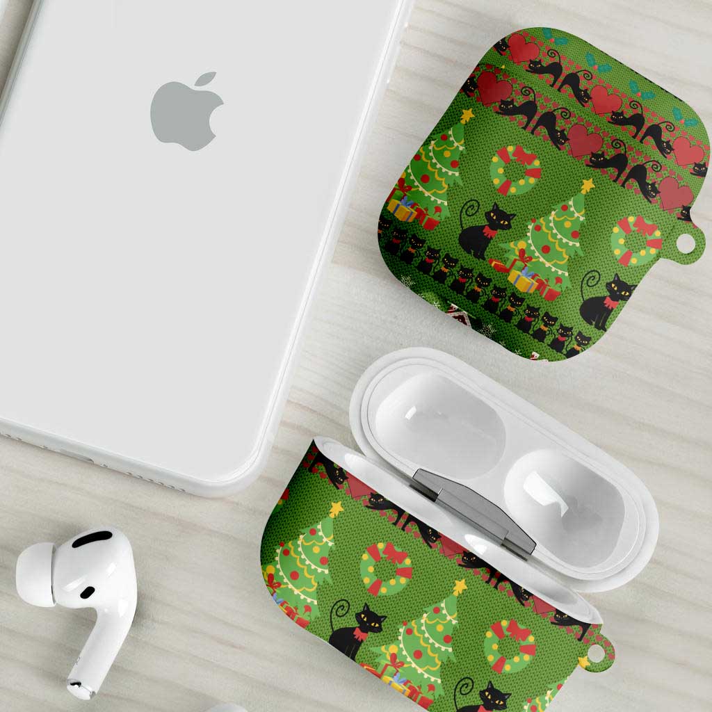 Love Black Cat Christmas AirPods Case Xmas Holiday Patterns - Wonder Print Shop