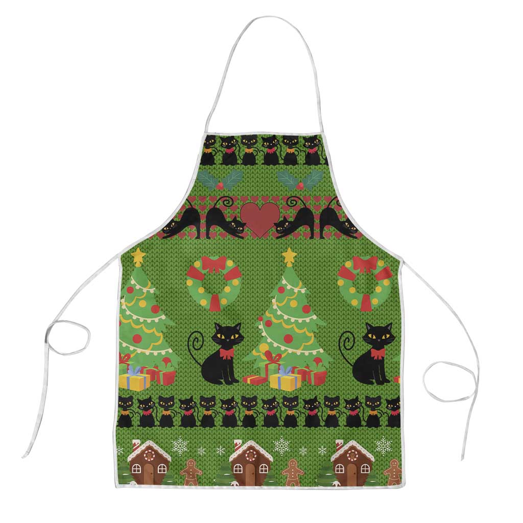 Love Black Cat Christmas Apron Xmas Holiday Patterns - Wonder Print Shop