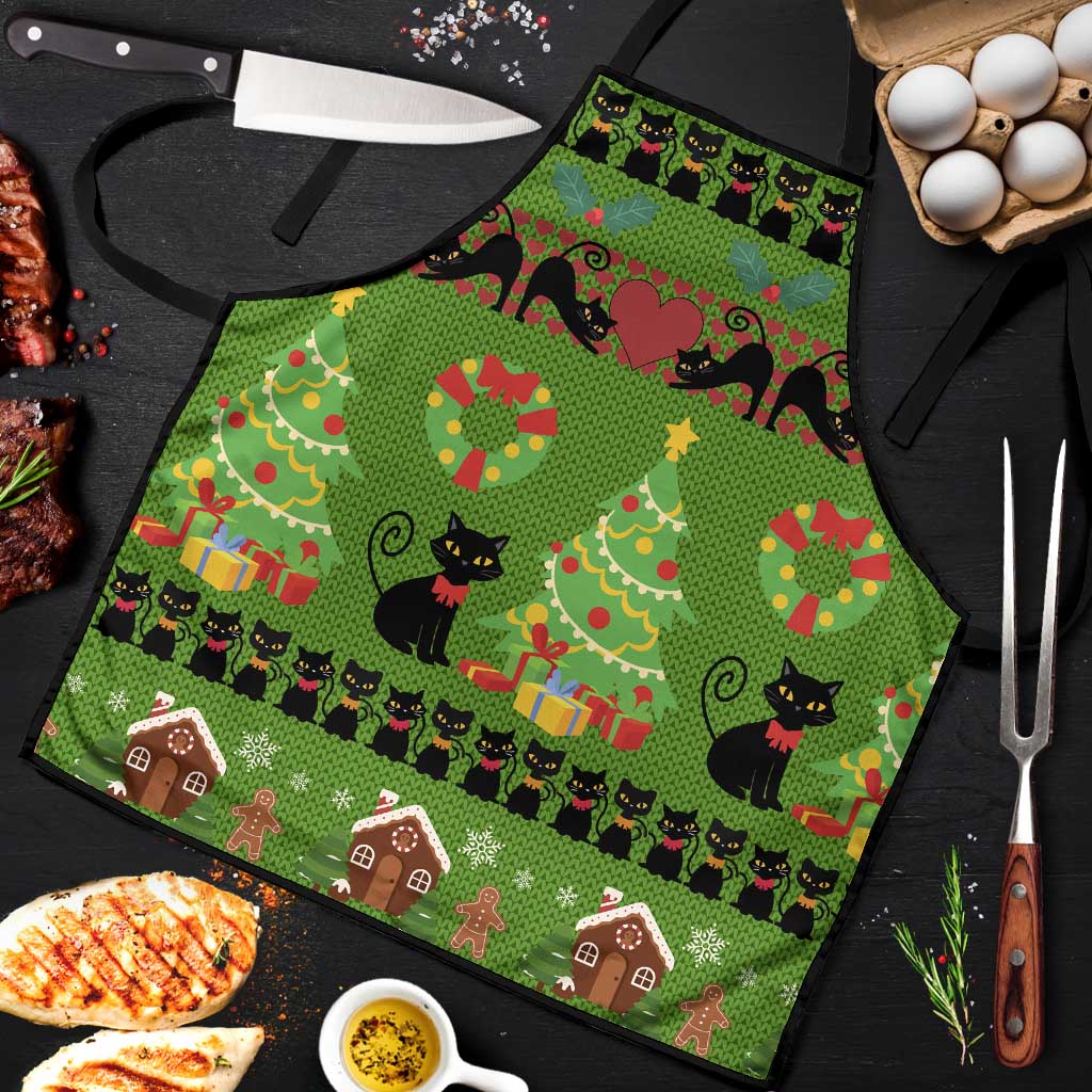 Love Black Cat Christmas Apron Xmas Holiday Patterns - Wonder Print Shop