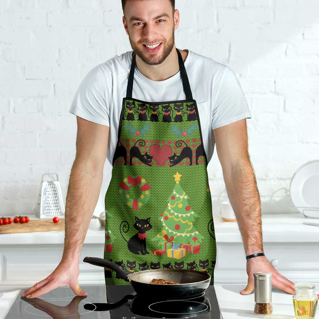 Love Black Cat Christmas Apron Xmas Holiday Patterns - Wonder Print Shop